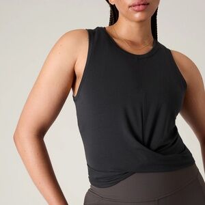 Athleta With Ease Twist Front Tank Top in Black | Size Small